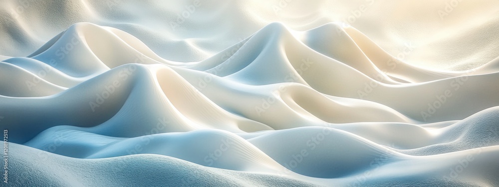 Poster minimalist abstract design smooth white curves waves high contrast composition digital art