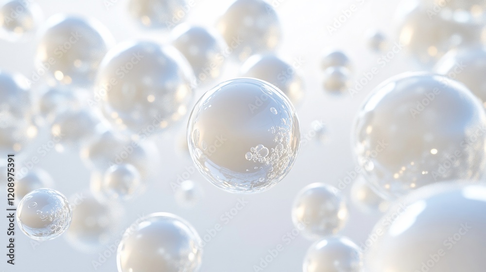 Aufkleber abstract background with floating shiny spheres.