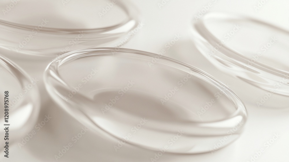 Aufkleber Close-up of four translucent, circular objects on a white background.