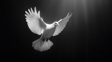 Fototapeta premium Majestic White Dove in Flight: A Symbol of Peace and Serenity