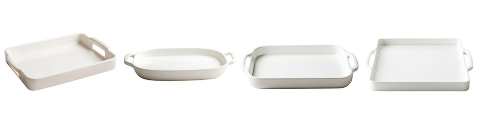 Fototapeta premium Minimalist white and grey dinnerware set including ceramic plates dishes bowls cups and cutlery such as forks knives and spoons displayed on a neutral background Clean simple