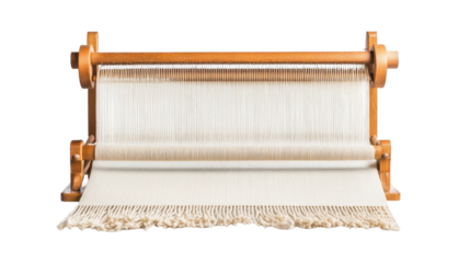 A traditional weaving loom showcases craftsmanship and textile art. transparent background