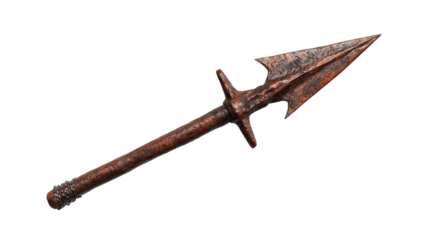 An ancient bronze spearhead, a symbol of warrior legacy and craftsmanship. transparent background