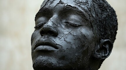 Abstract Black Sculpture Of A Human Head