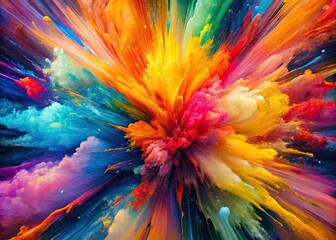 Obraz premium Panoramic Abstract Art: Vibrant Color Explosion, Textured Strokes, High-Resolution Painting