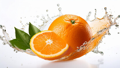 Orange Splashing, Cut Out, Isolated on White Background	