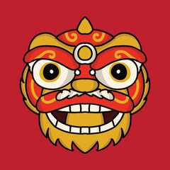 funny barongsai lion dance face for chinese new year