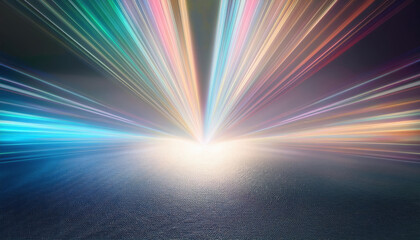 Obraz premium Vibrant light beams scattering across textured backdrop create stunning visual effect