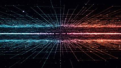 Background featuring an abstract matrix of data streams