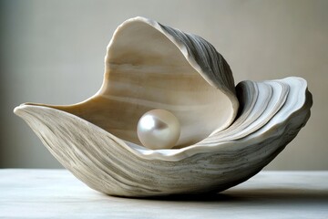 Artistic clam with a pearl inside.