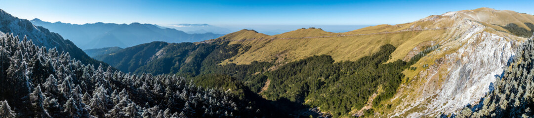 Aerial view of Mount Hehuan in Taiwan