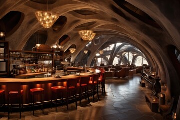 A unique subterranean wine bar featuring vaulted ceilings and warm lighting, offering an inviting atmosphere for guests to enjoy exquisite wines in comfort and style