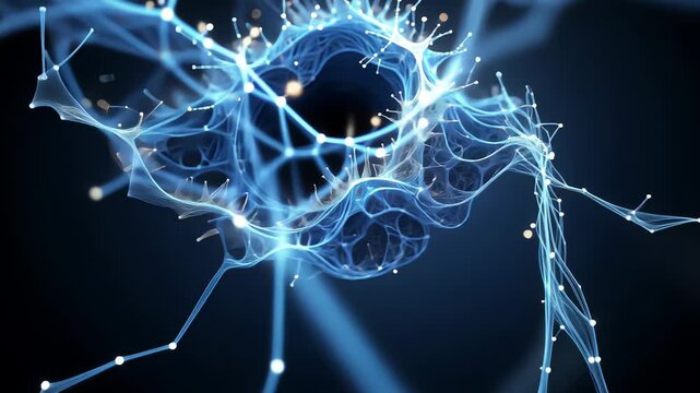 Dynamic neural connections exploding with energy and light in a hightech futuristic design