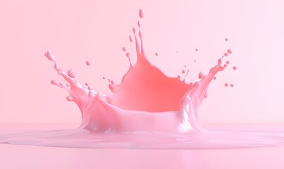 Pink liquid splash crown, pastel background, studio shot, food advertising