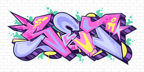 Street Art Hip Hop Abstract Word Set Graffiti Style Font Lettering Vector Illustration Template Art