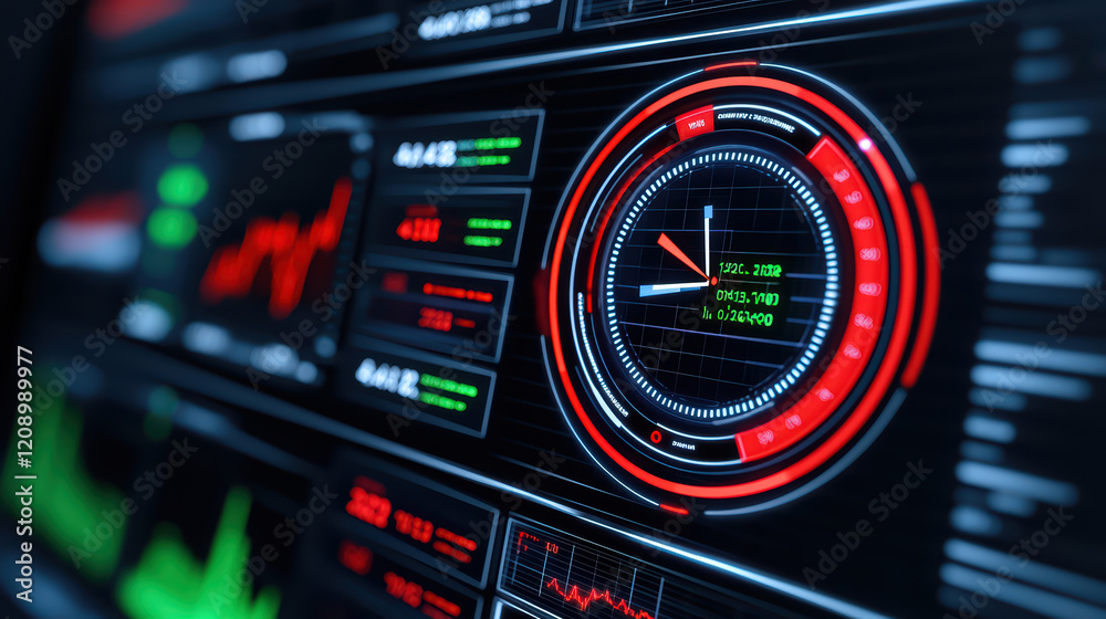 Poster high tech dashboard displaying financial data and analytics trends