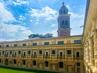 View of the internal courtyard of Palazzo Ducale in Mantova, Italy