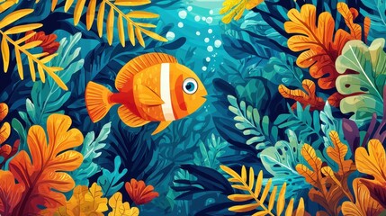 Fototapeta premium Vibrant Underwater Wonderland Teeming with Diverse Marine Life and Coral Reef Ecosystem