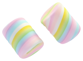 PNG Two pastel-colored rainbow marshmallows confectionery sweets clothing.