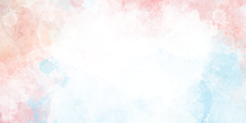 blue sky background with white clouds. Living Coral watercolor illustration on white paper texture, Living Coral watercolor illustration on white paper texture