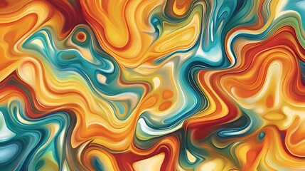 Fototapeta premium Abstract Swirling Colors Orange Teal Yellow Red