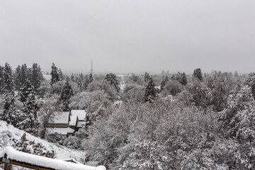 Snow on Ellensburg, Washington from high viewpoint