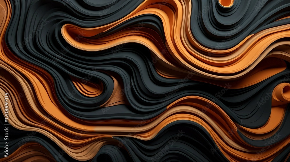 Poster Close-up of Abstract Black and Brown Pattern