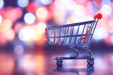 Empty Shopping Cart in a Bokeh Background