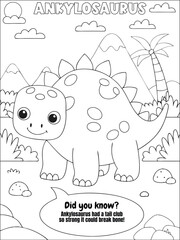 Cute coloring book with dinosaur