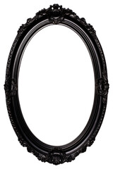 Obraz premium PNG Oval black oval vintage mirror.