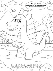 Cute coloring book with dinosaur