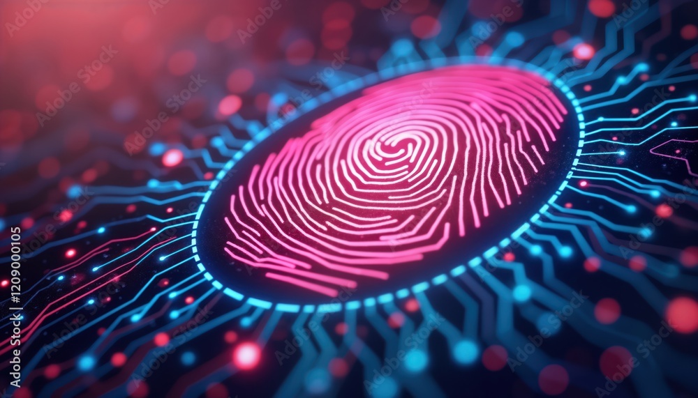 Poster close-up view of biometric fingerprint authentication system. high-tech security features highlighte