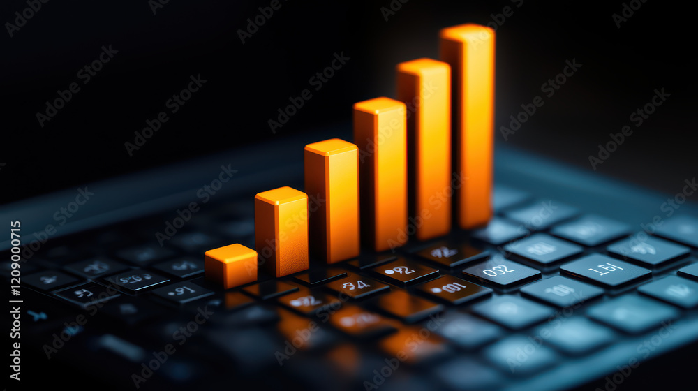 Poster kpi dashboard displaying growth metrics on keyboard
