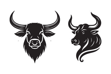 Ox head silhouette and vector icon