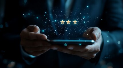 5 star customer review on a digital tablet