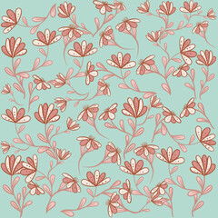 Seamless Floral Pattern with Leaves - A vintage vector floral pattern with intricate leaves, perfect for wallpaper, textile design, and decor