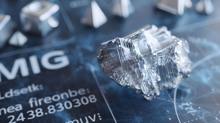 A Detailed Illustration of Magnesium (Mg) and Its Properties Overlaid on Faded Periodic Table