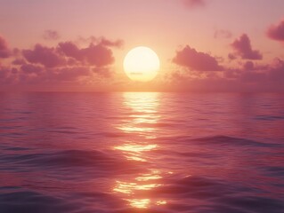 Fototapeta premium Pink sunset over calm ocean.