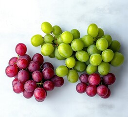 Fresh Healthy Grapes Still Life Minimalist New Year Card on White Background