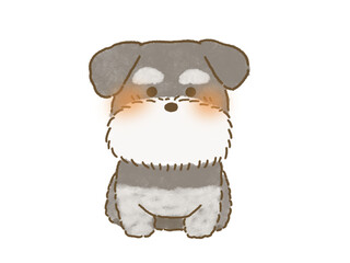 お座りをするシュナウザーのイラスト