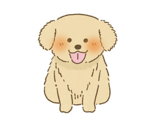 お座りをするゴールデンレトリバーのイラスト