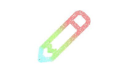 Icon pencil is made up of LED square shapes. There are bright diodes and there are black dead diodes