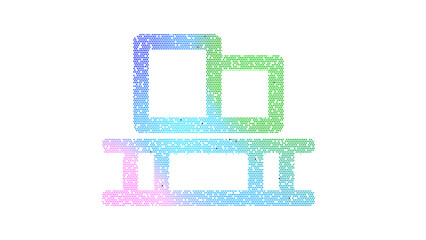 Icon pallet is made up of LED square shapes. There are bright diodes and there are black dead diodes