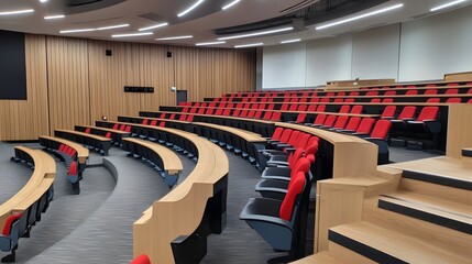 Empty university lecture hall with seats