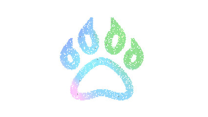 Icon paw claws is made up of LED square shapes. There are bright diodes and there are black dead diodes