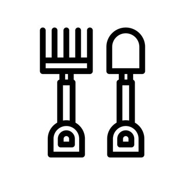 black outline rake and shovel clip art preview