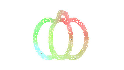 Icon pumpkin is made up of LED square shapes. There are bright diodes and there are black dead diodes