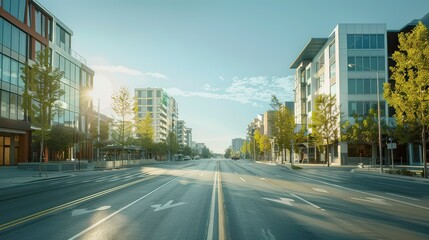 Obraz premium Cityscape of a USA metropolis, featuring modern architecture and wide streets.