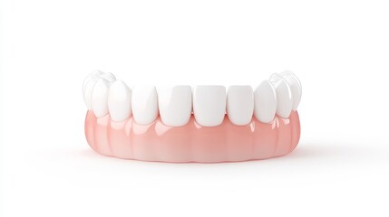 Realistic Dental Model Featuring a Set of Upper Teeth with a Natural Appearance and Soft Gum Base on a White Background for Dental Illustrations and Educational Use
