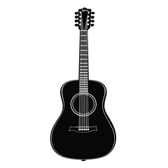 Obraz premium Acoustic Guitar, acoustic guitar vector illustration, Acoustic Guitar Silhouette,